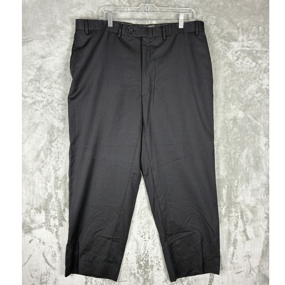 JOE Joseph Abboud Mens 100% Wool Pinstripe Dress Pants Black 40W x 28L (28" Ins)